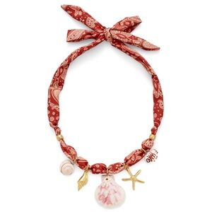 “Ocean Days” Red & White Ocean Charm Shells Necklace